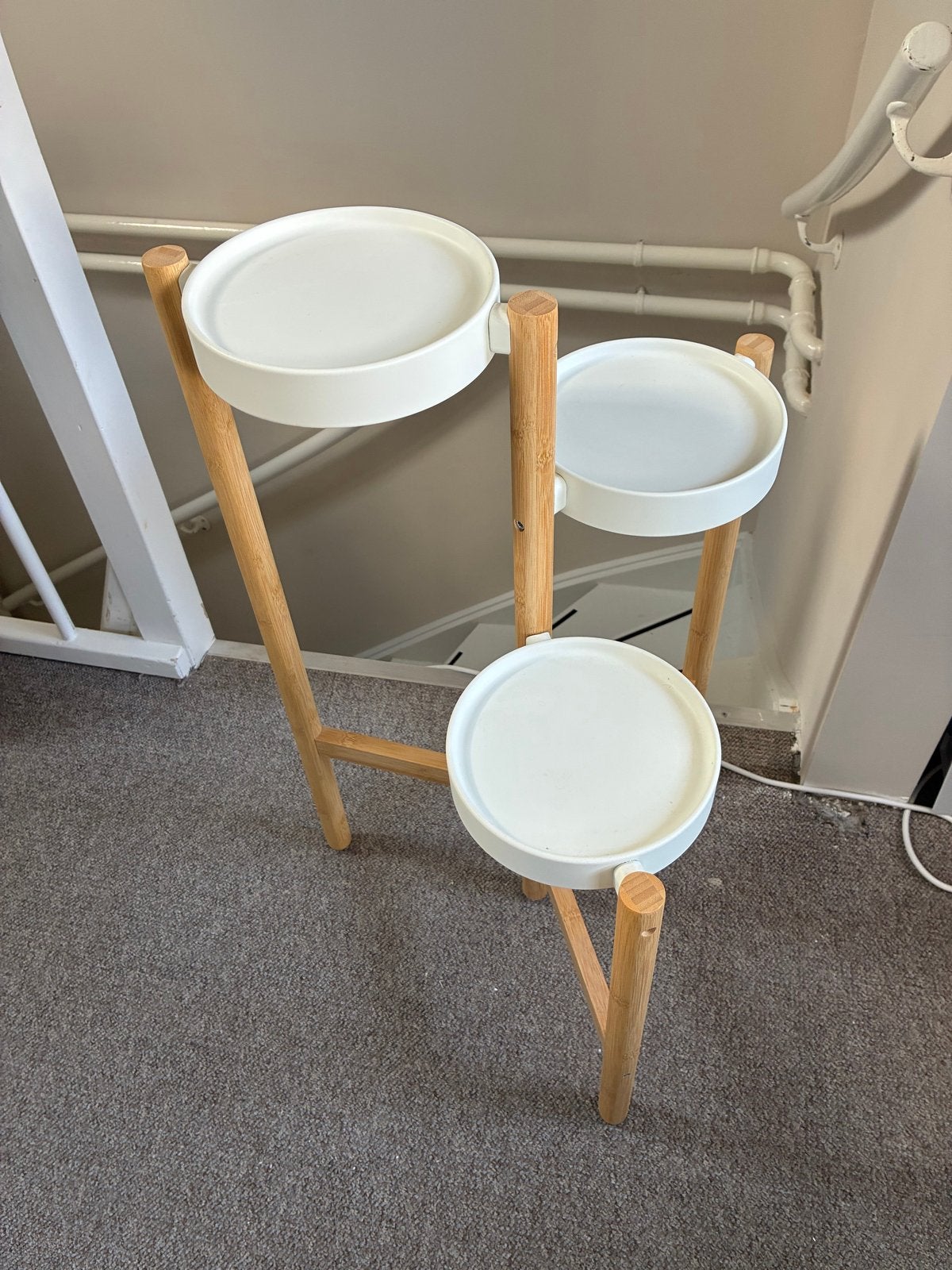 Ikea Satsumas plantenstandaard bamboe wit, Ophalen, Hout, Gebruikt, Wit