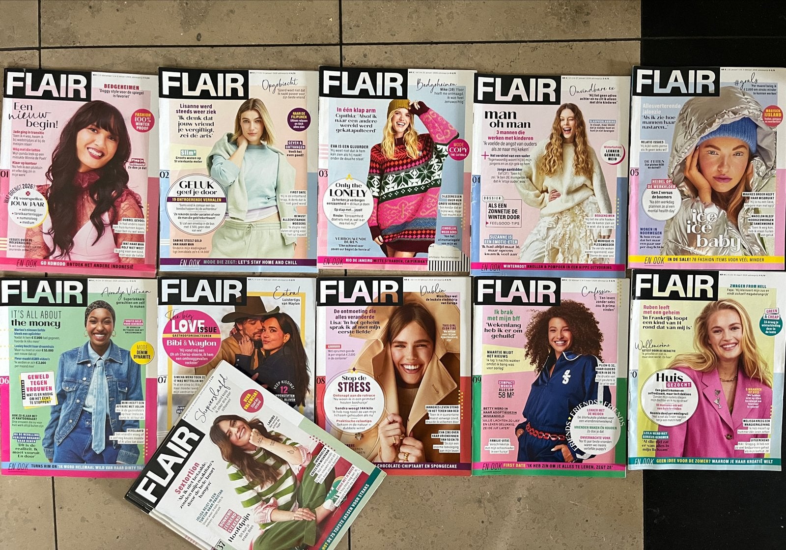 10x Flair 2026 (nr 1 t/m 10) + 3 gratis Flair 2025, Ophalen of Verzenden, Gelezen, Damesbladen