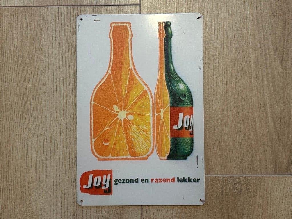 Metalen reclamebord Joy Vruchtenlimonade, Ophalen of Verzenden, Zo goed als nieuw, Reclamebord
