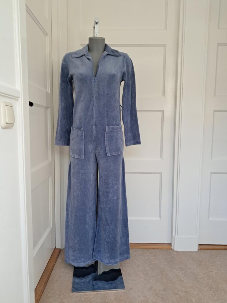 Vintage Velours Jumpsuit Jaren '70 - Maat M, Deens Fabrikaat, Ophalen of Verzenden, Gedragen