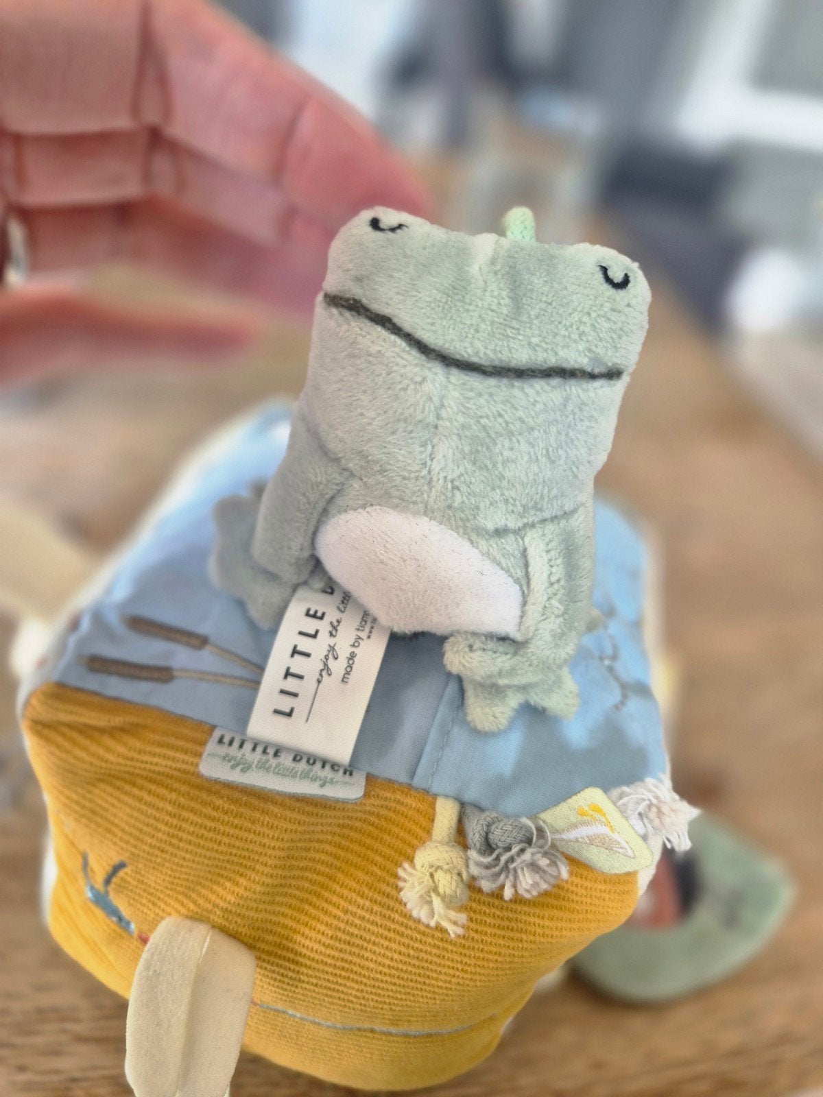 Little Dutch zachte activiteitenkubus met kikker en gans, Ophalen of Verzenden, Zo goed als nieuw, Overige typen, Met geluid