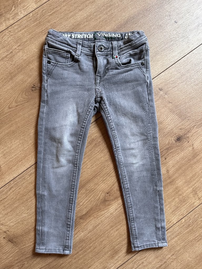 Stoere Vingino skinny jeans voor jongens, grijs, maat 98, Broek, Jongen of Meisje, Ophalen of Verzenden, Zo goed als nieuw