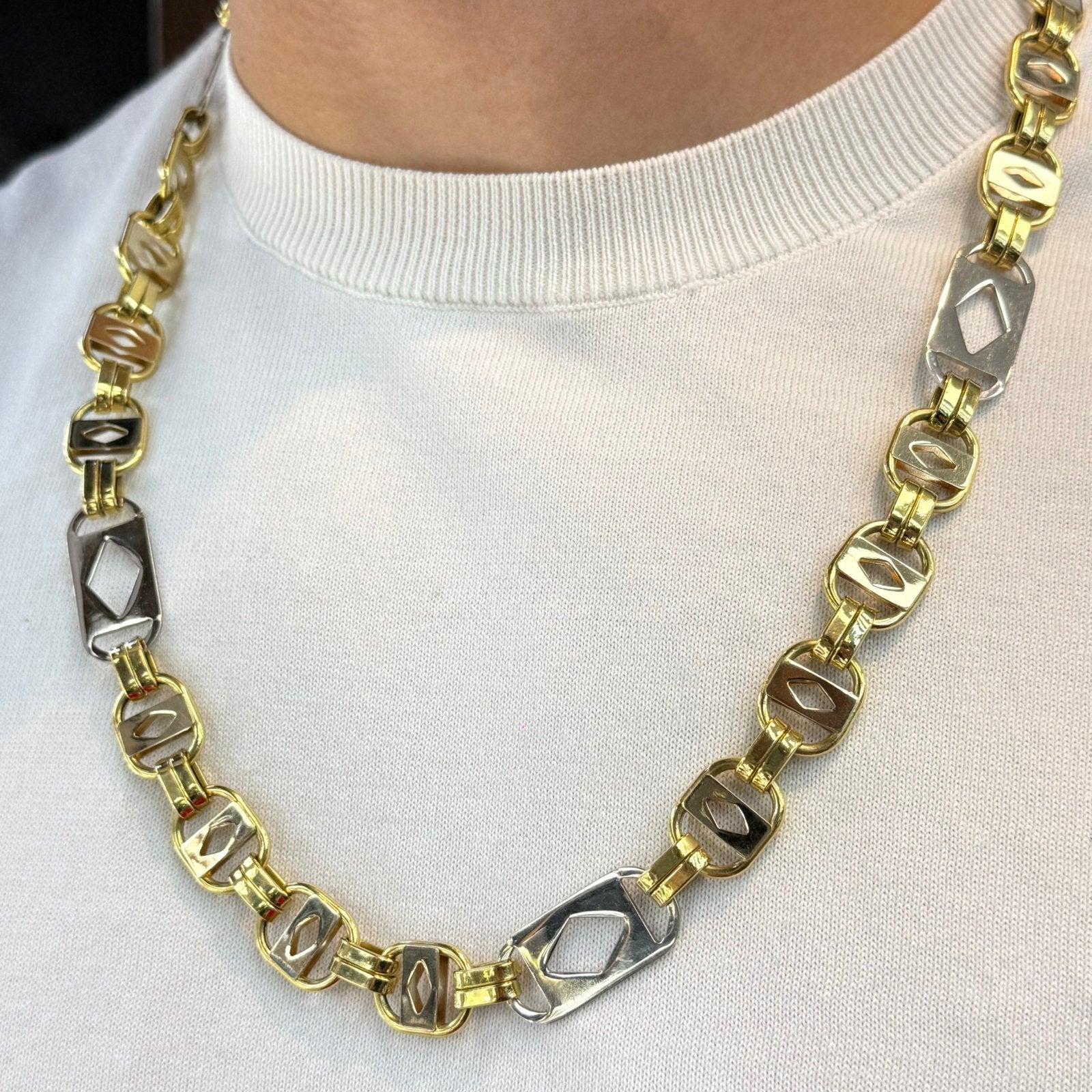 Prachtige 18k gouden KINGSLEY ketting met witgoud, Ophalen of Verzenden, Zo goed als nieuw, Goud