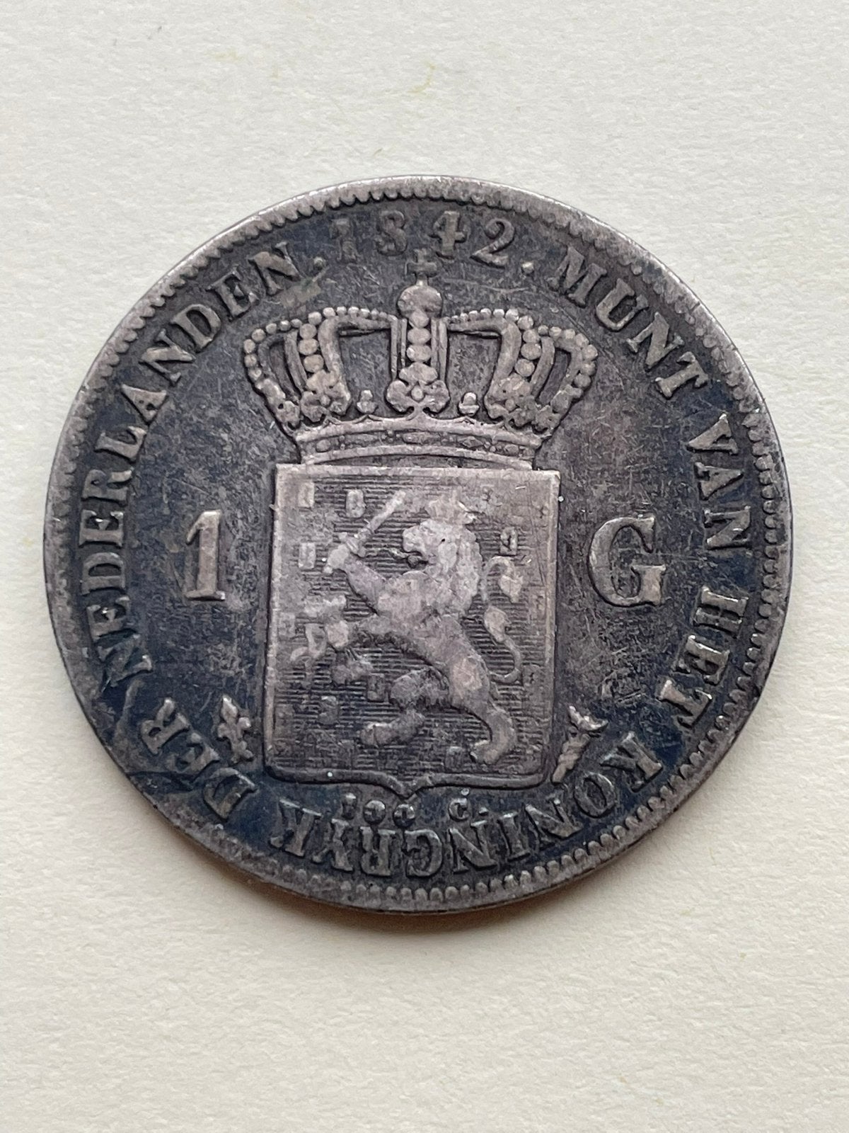Gulden 1842 lang borstbeeld zeldzaam fr/zfr, Verzenden, 1 gulden