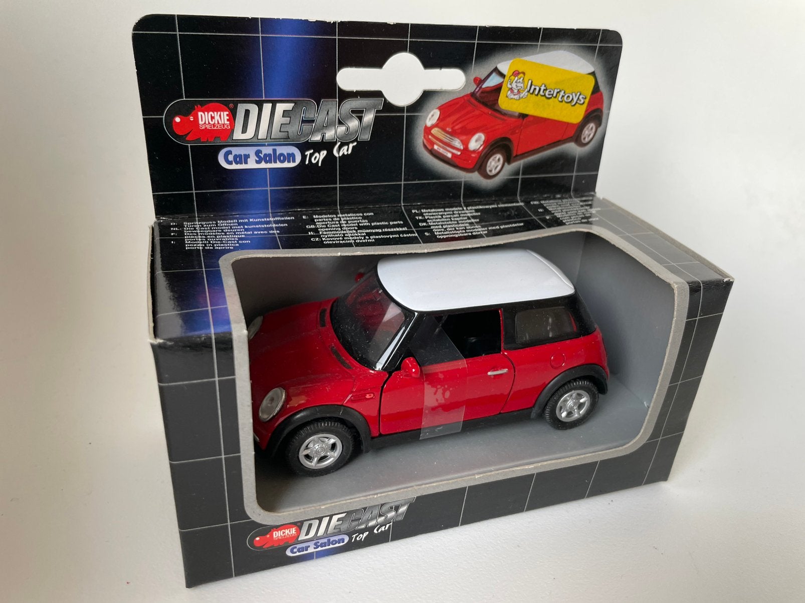 model Mini Cooper, rood met wit dakje, Dickie, 1/32, Ophalen of Verzenden, Zo goed als nieuw, Auto