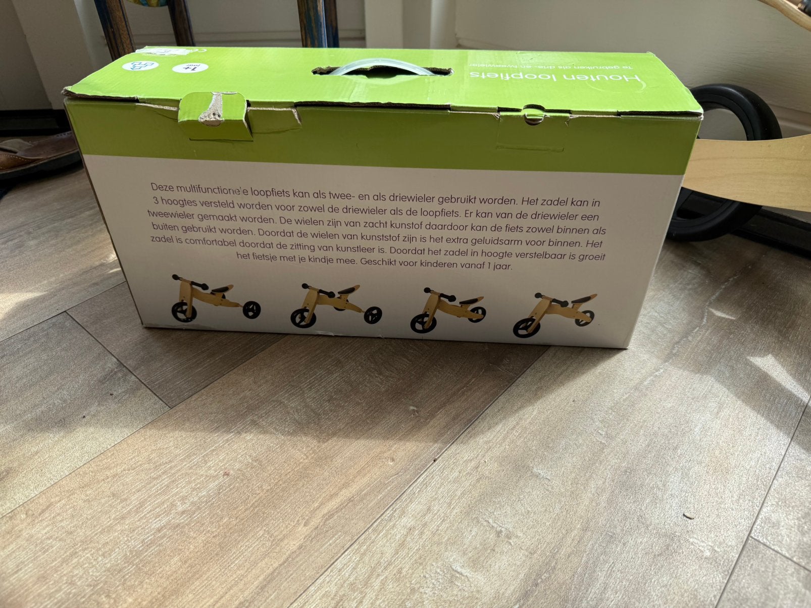 Houten loopfiets/driewieler, Ophalen, Zo goed als nieuw