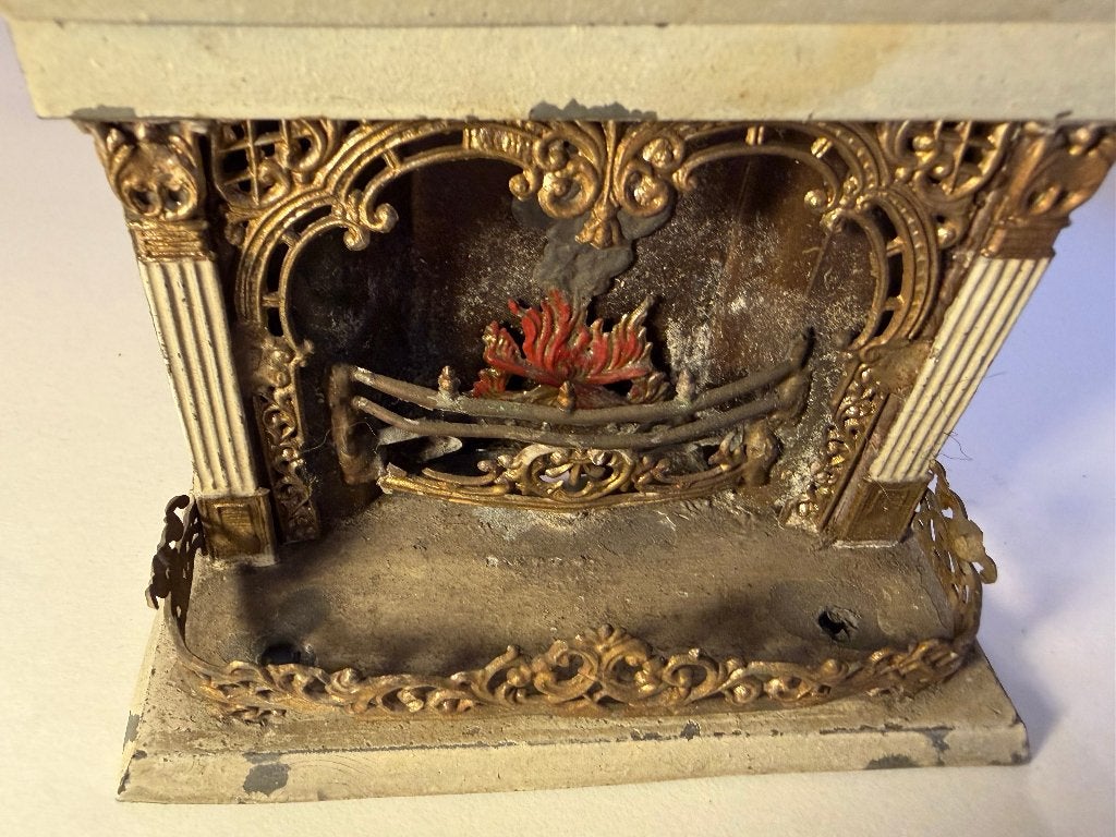 antieke interieur poppenhuis openhaard, Ophalen of Verzenden, Gebruikt, Poppenhuis