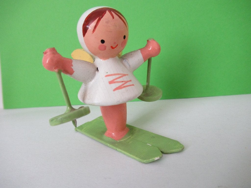 Vintage miniatuur houten engeltje- ertsgebergte, Diversen, Ophalen of Verzenden, Gebruikt