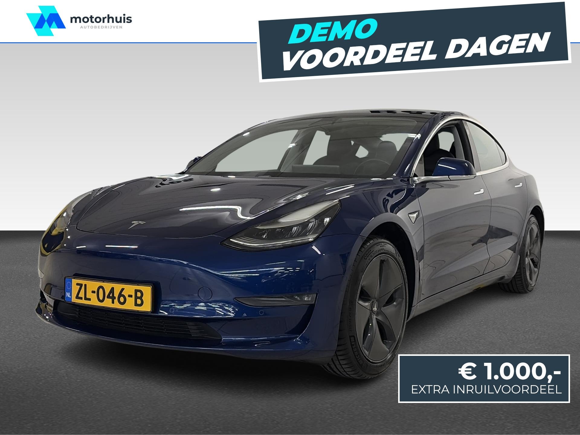 Tesla Model 3 Standard RWD Plus 60 kWh, Auto's, Achterwielaandrijving, Gebruikt, Blauw, Origineel Nederlands