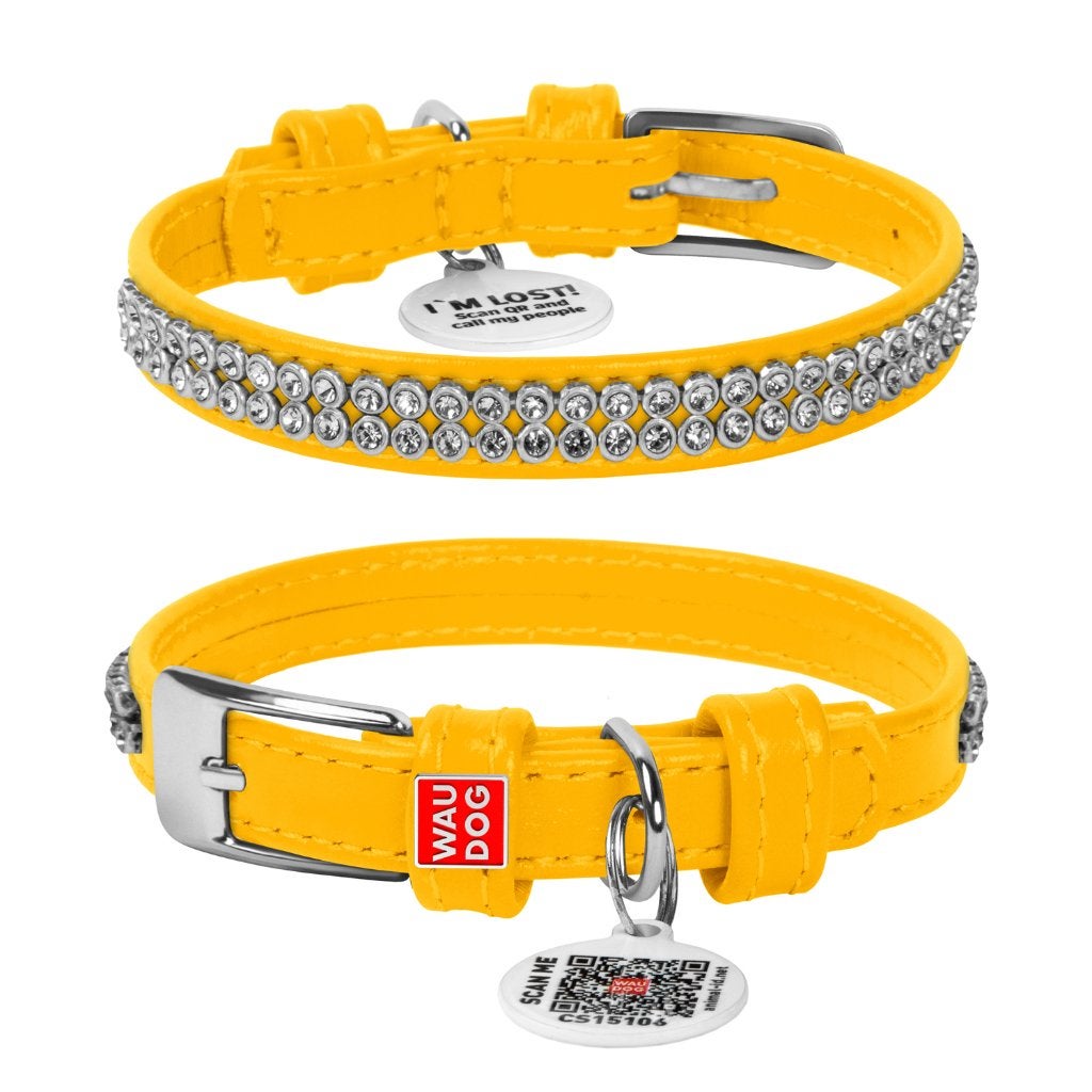 WAUDOG Glamour Halsband Leder Geel XXS Nek 18-21 cm KOOPJE!, Ophalen of Verzenden, Handgemaakt, Nieuw