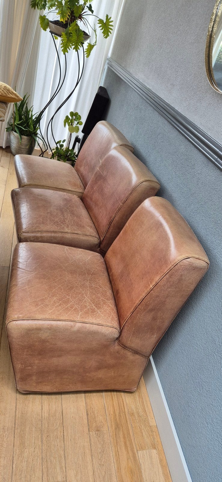 6 mooie buffelleren eetkamerstoelen in camelkleur, Ophalen, Gebruikt, Bruin, Leer