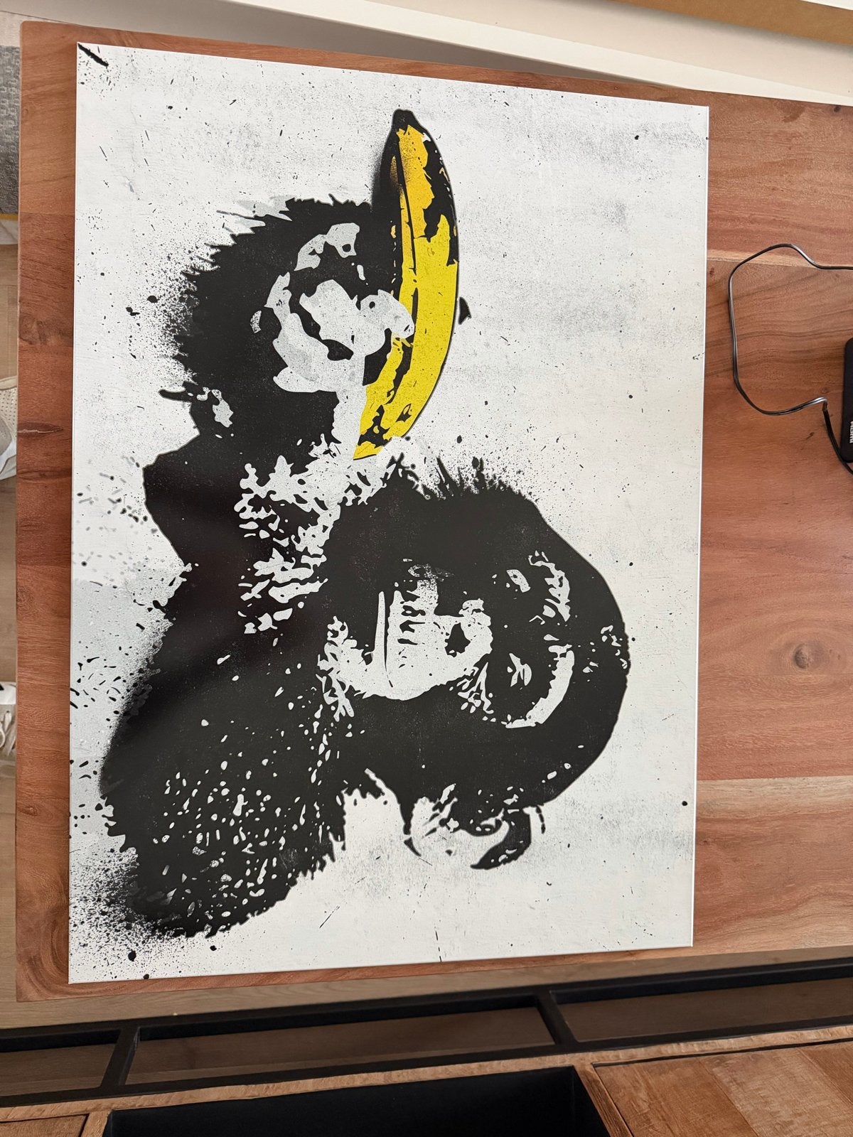 Banksy Monkey met Banaan Displate - Kunst aan je muur, Ophalen, 50 – 75, Minder dan 50 cm, Print