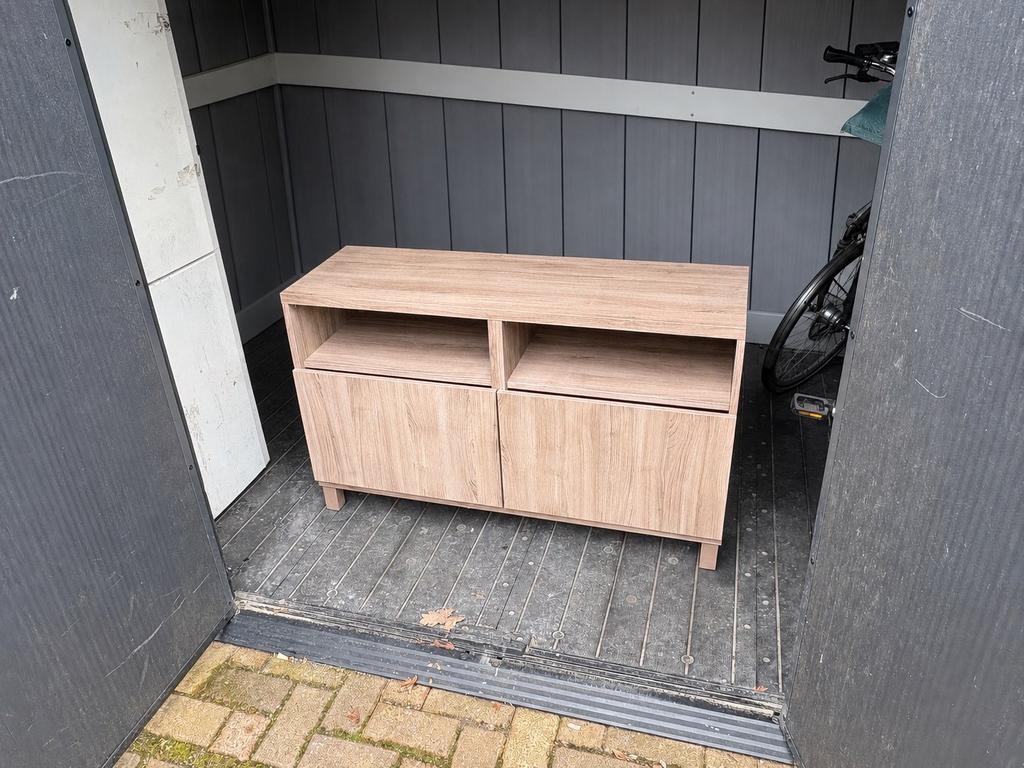 IKEA BESTÅ dressoir 120cm, eiken look, moderne kast, Huis en Inrichting, Kasten | Dressoirs, Zo goed als nieuw, 100 tot 150 cm
