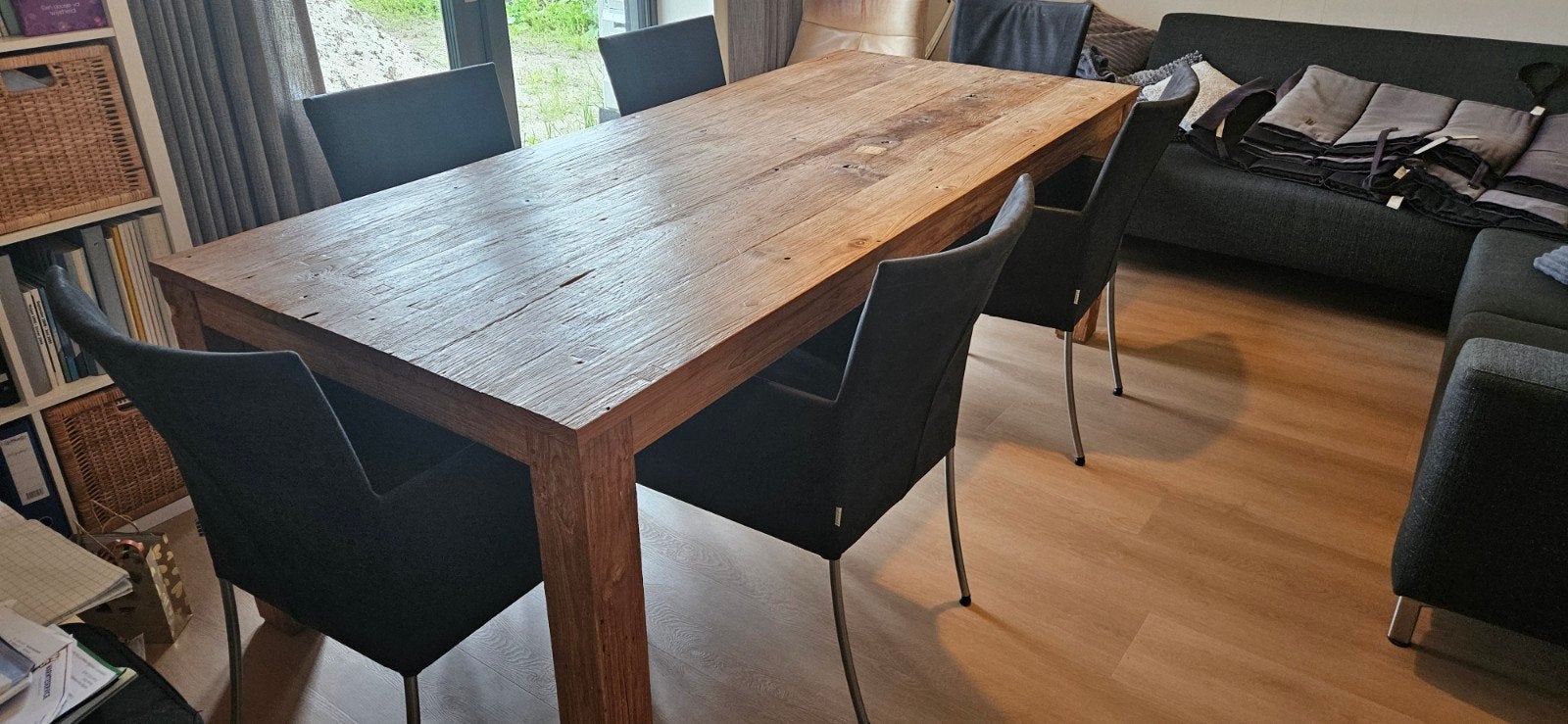 Teak houten eettafel, Ophalen, Gebruikt, Teakhout, 200 cm of meer
