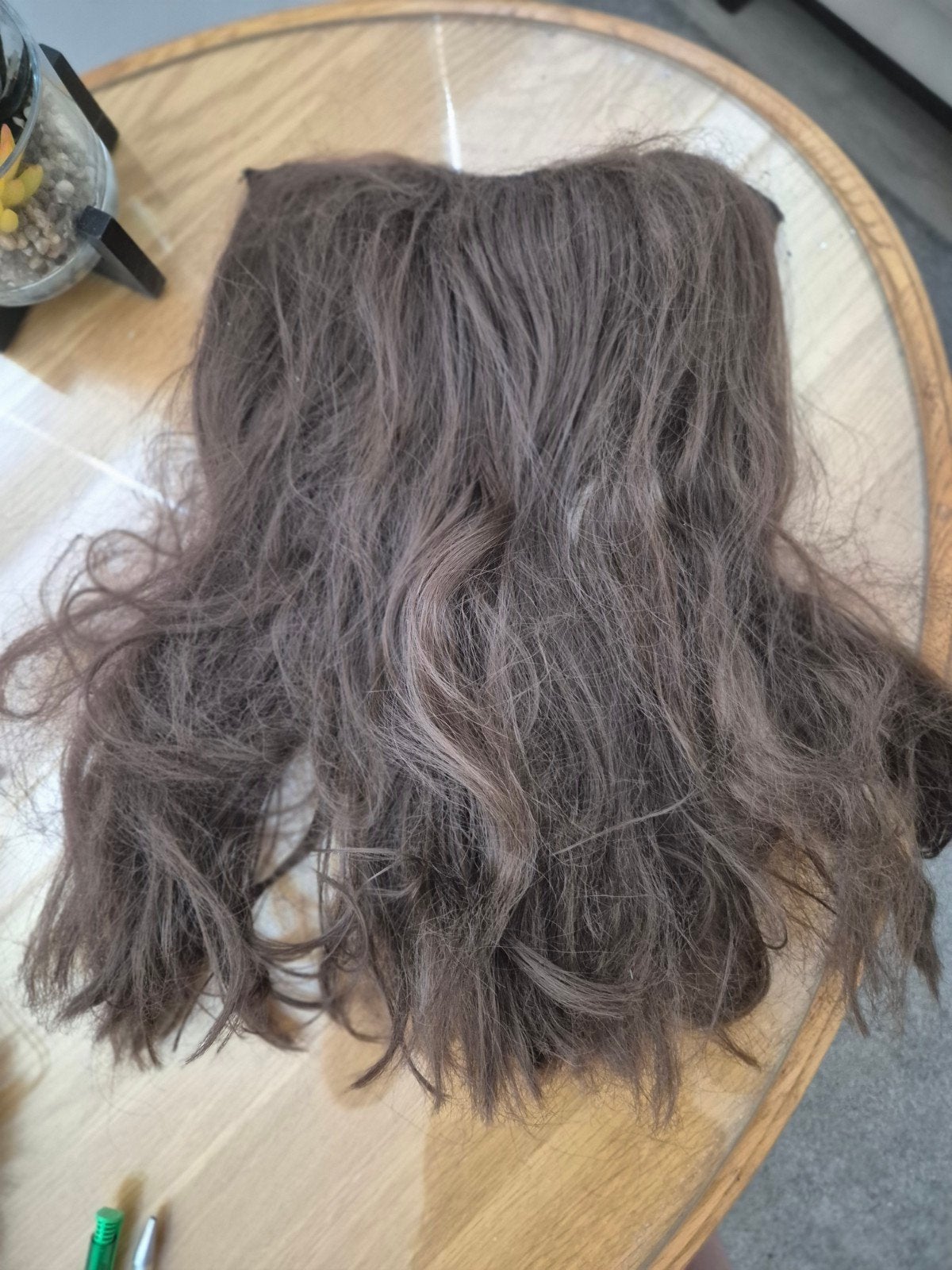 Synthetisch haarstuk bruin met clips voor volume/lengte, Ophalen, Gebruikt, Pruik of Haarverlenging
