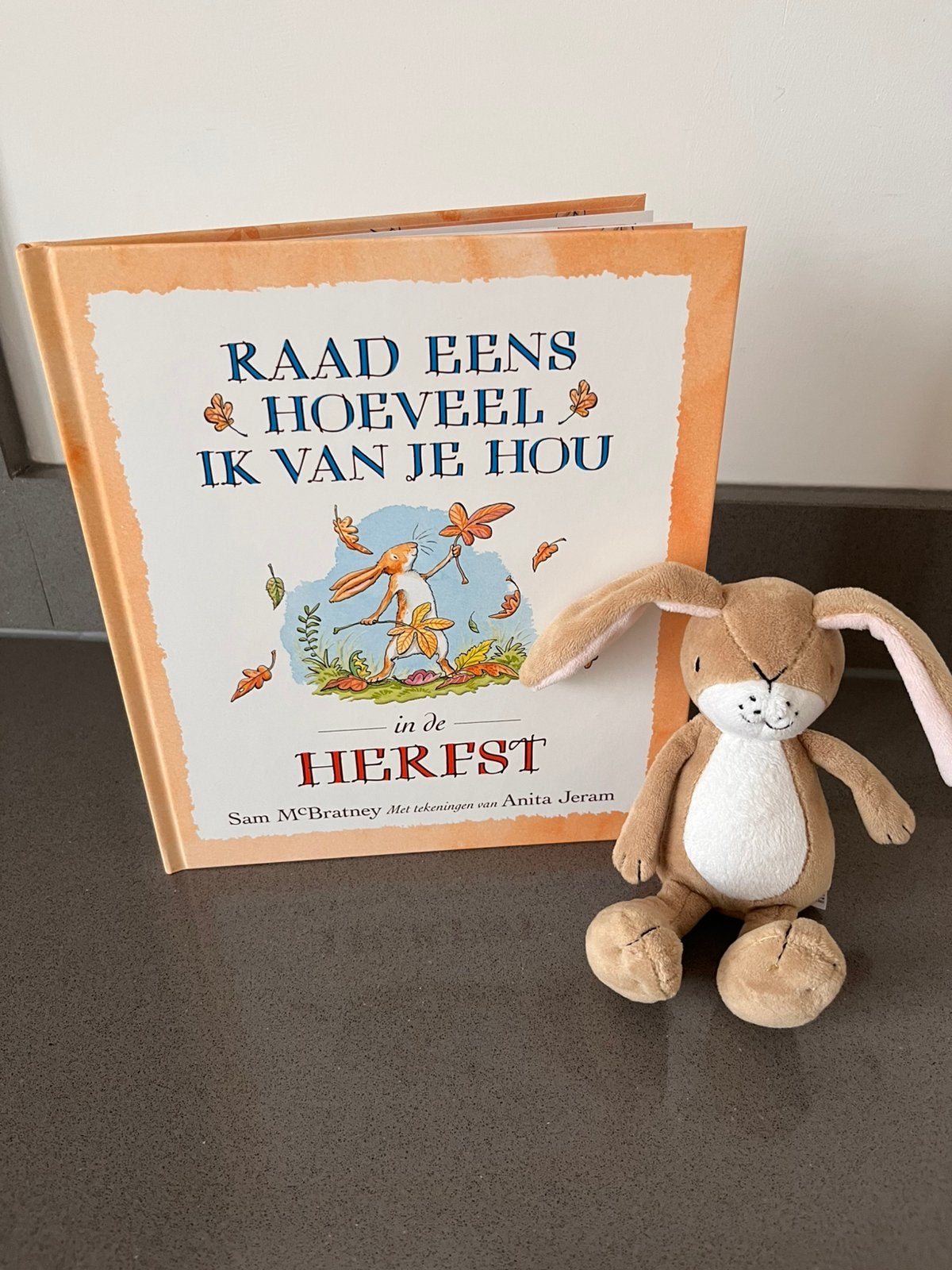 Raad eens hoeveel ik van jou hou - herfst - boek met knuffel, Ophalen of Verzenden, Zo goed als nieuw
