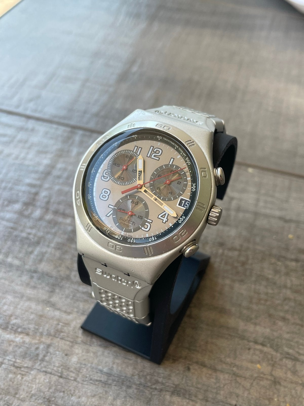 Swatch Irony Chrono Aluminium Polshorloge, Ophalen of Verzenden, Gebruikt