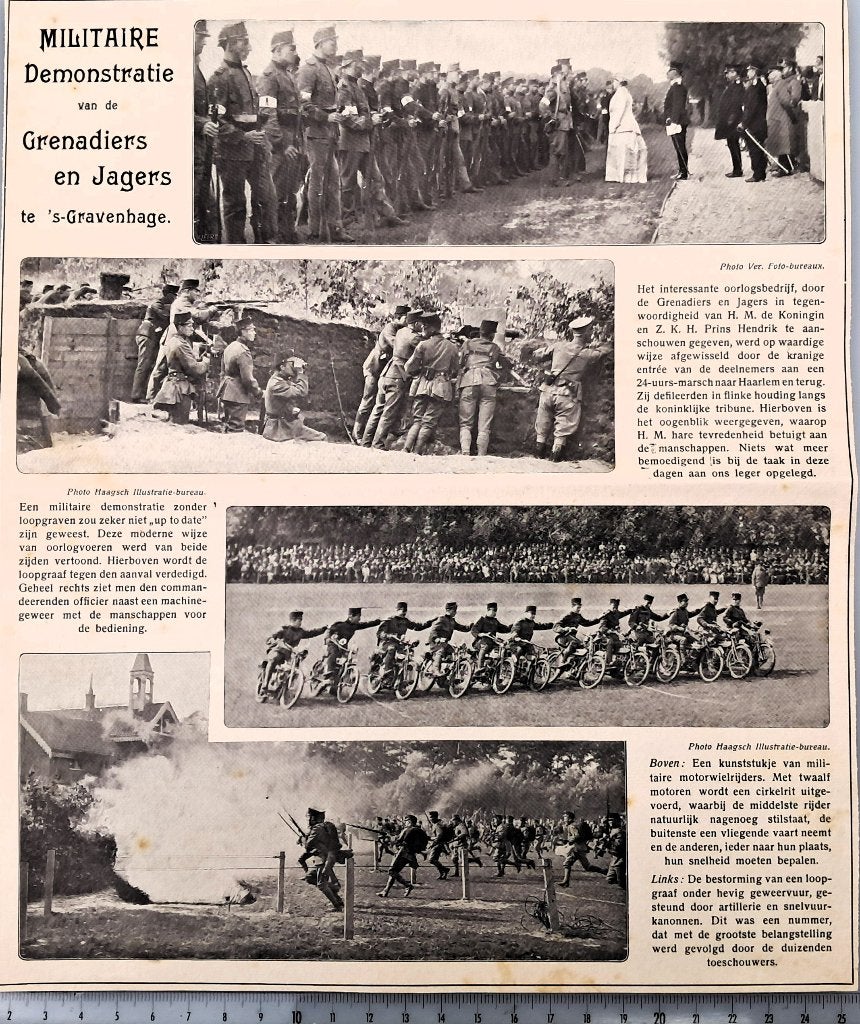 leger 1915: 4x demo Grenadiers en Jagers te Den Haag, Verzamelen, Verzenden, Voor 1940, Gebruikt, Overige onderwerpen
