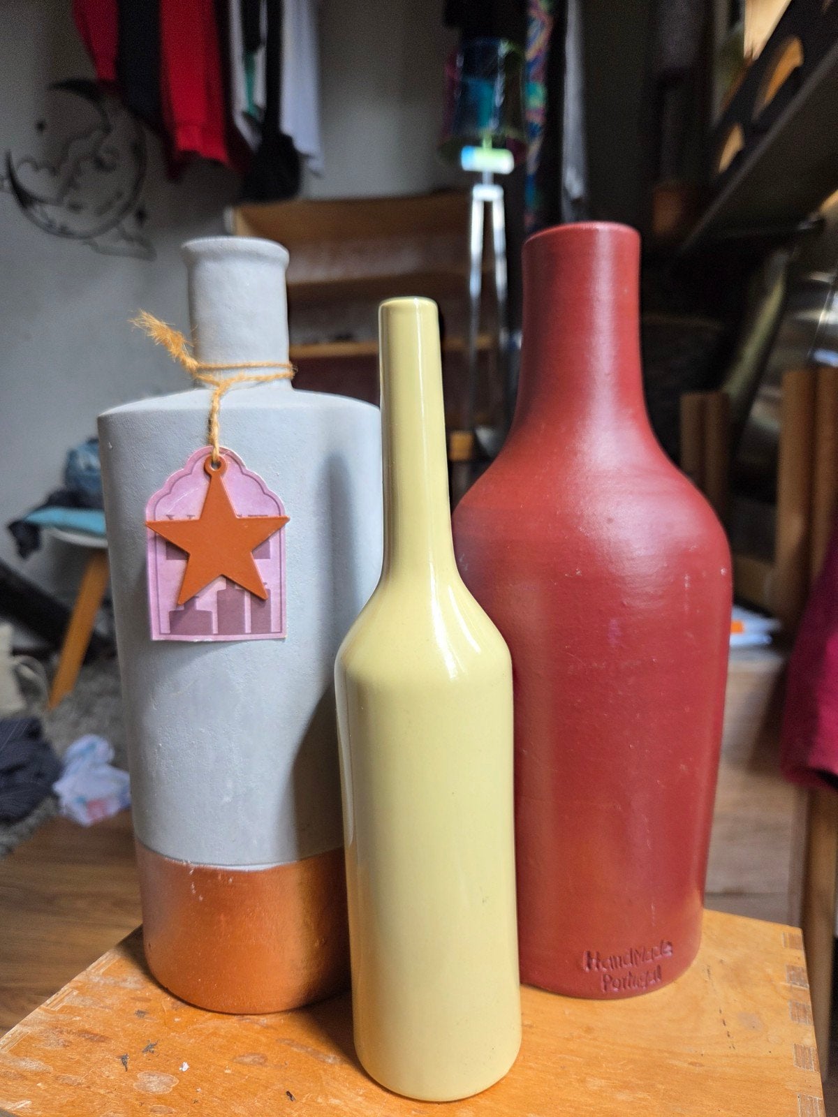 Stenen decoratie flesjes/vazen - 3 stuks, Ophalen, Zo goed als nieuw, Rood
