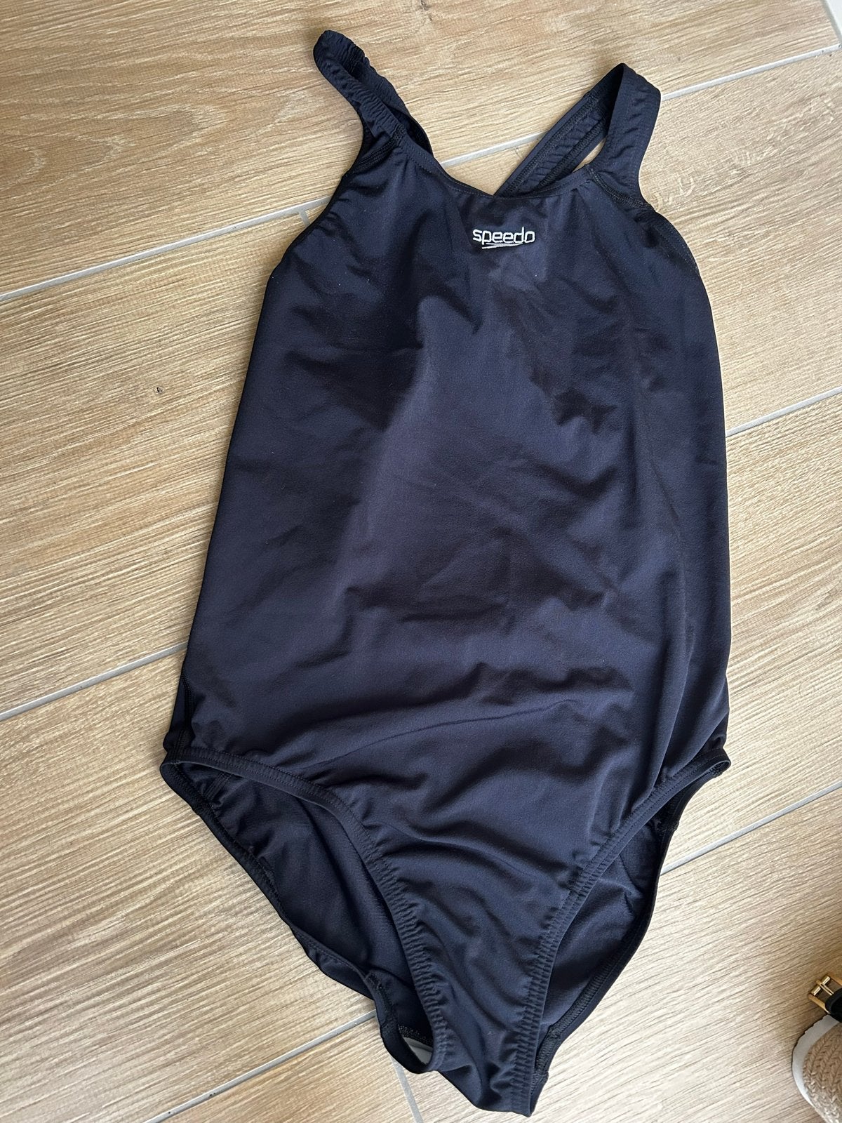 Zwart Speedo badpak, 6x gedragen, toch iets te groot L, Ophalen of Verzenden, Gedragen, Zwart, Badpak