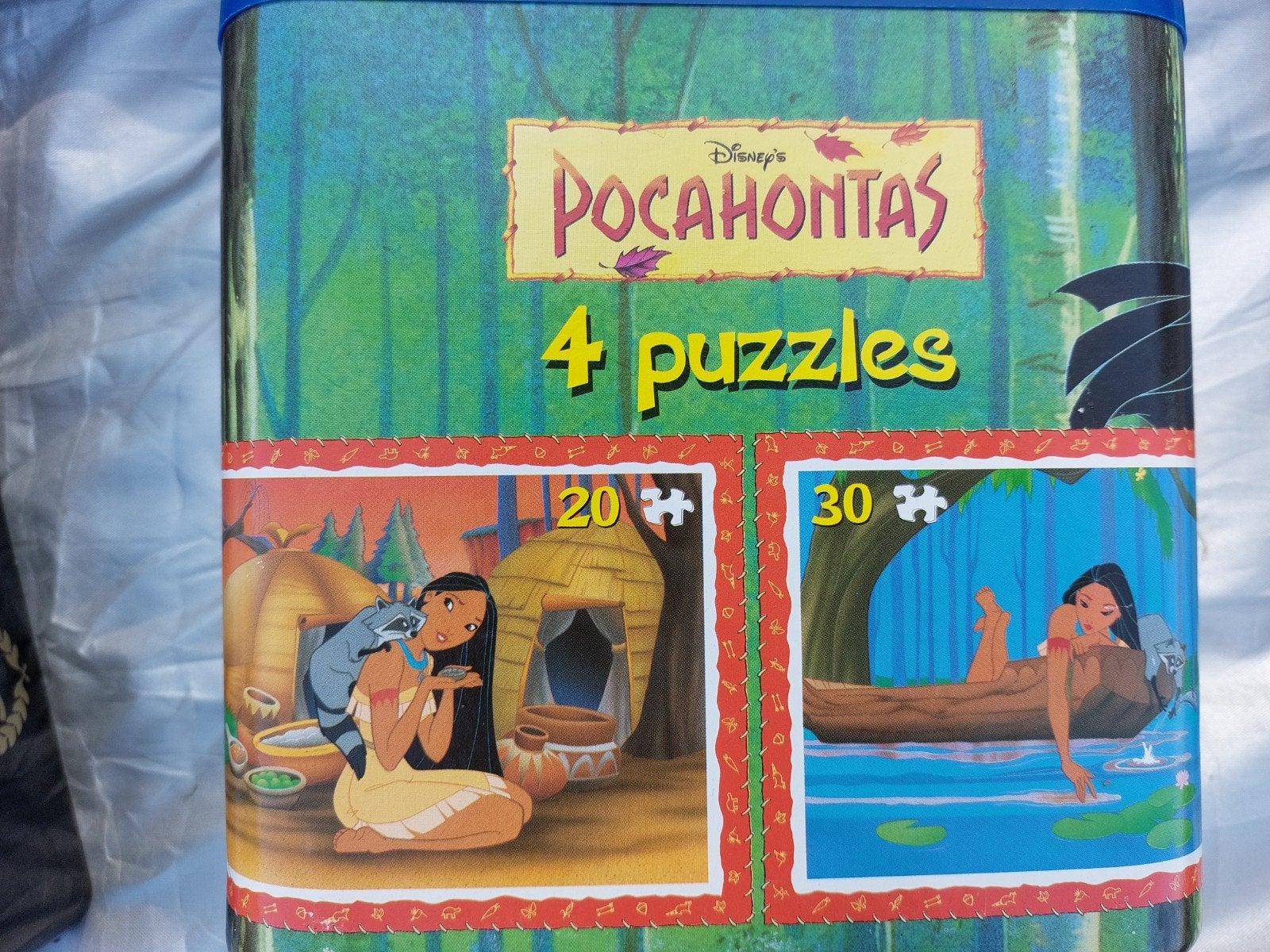 Disney Pocahontas 4 puzzels in blik, Kinderen en Baby's, Speelgoed | Kinderpuzzels, Ophalen of Verzenden