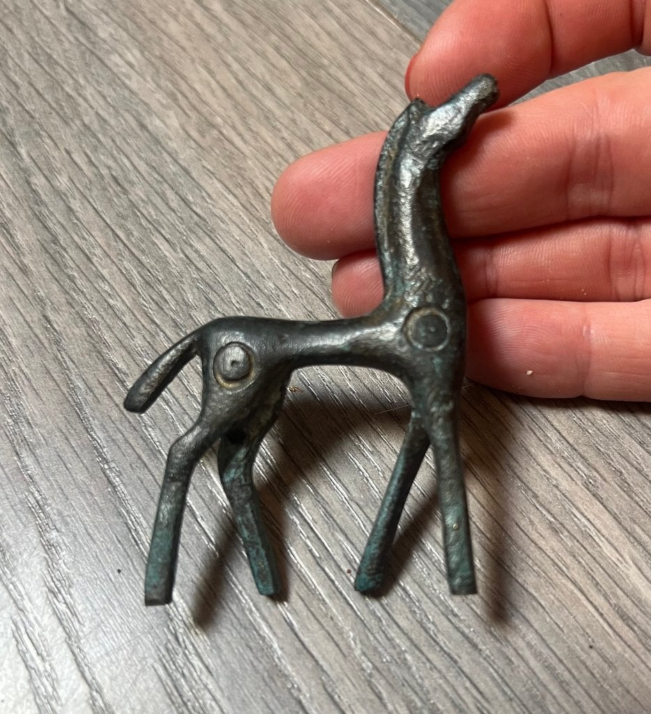 Vintage bronzen beeldje paard Griekse mythologie decoratie, Verzamelen, Ophalen of Verzenden, Zo goed als nieuw, Dier