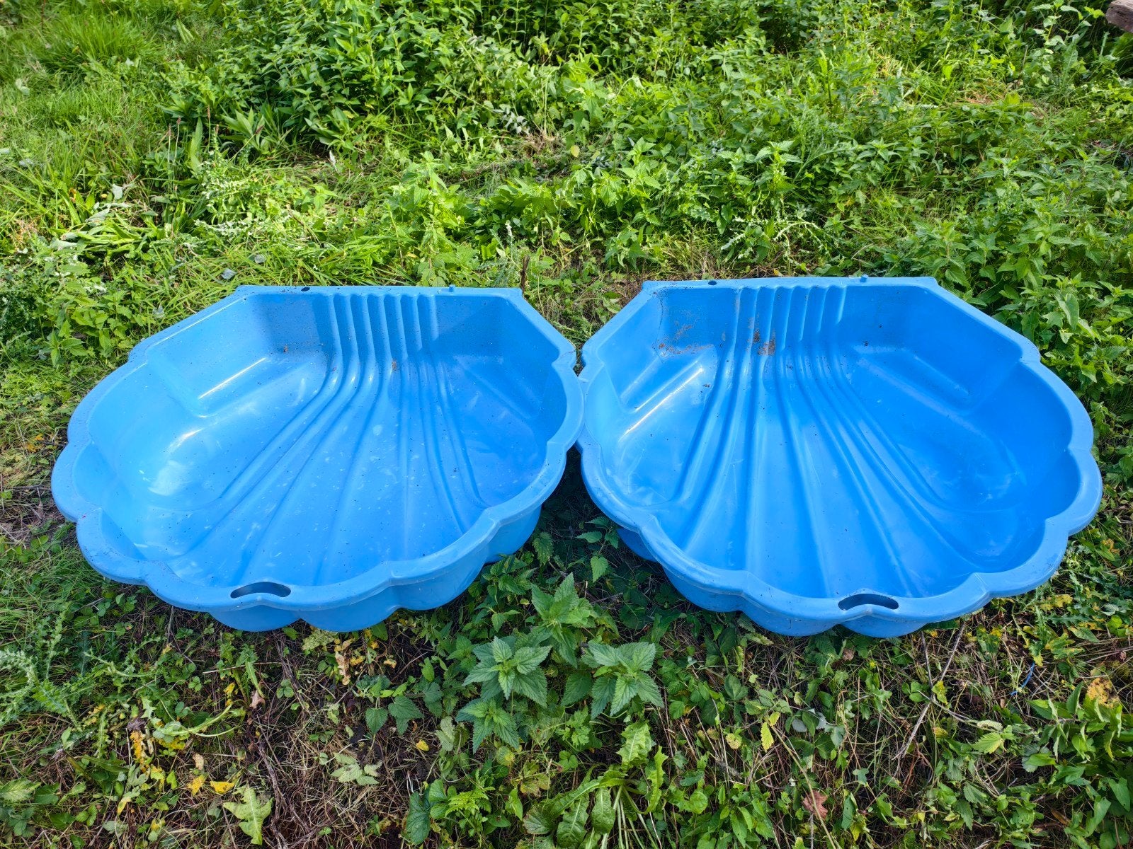 Blauwe schelpzandbakken (set van 2), Ophalen, Gebruikt