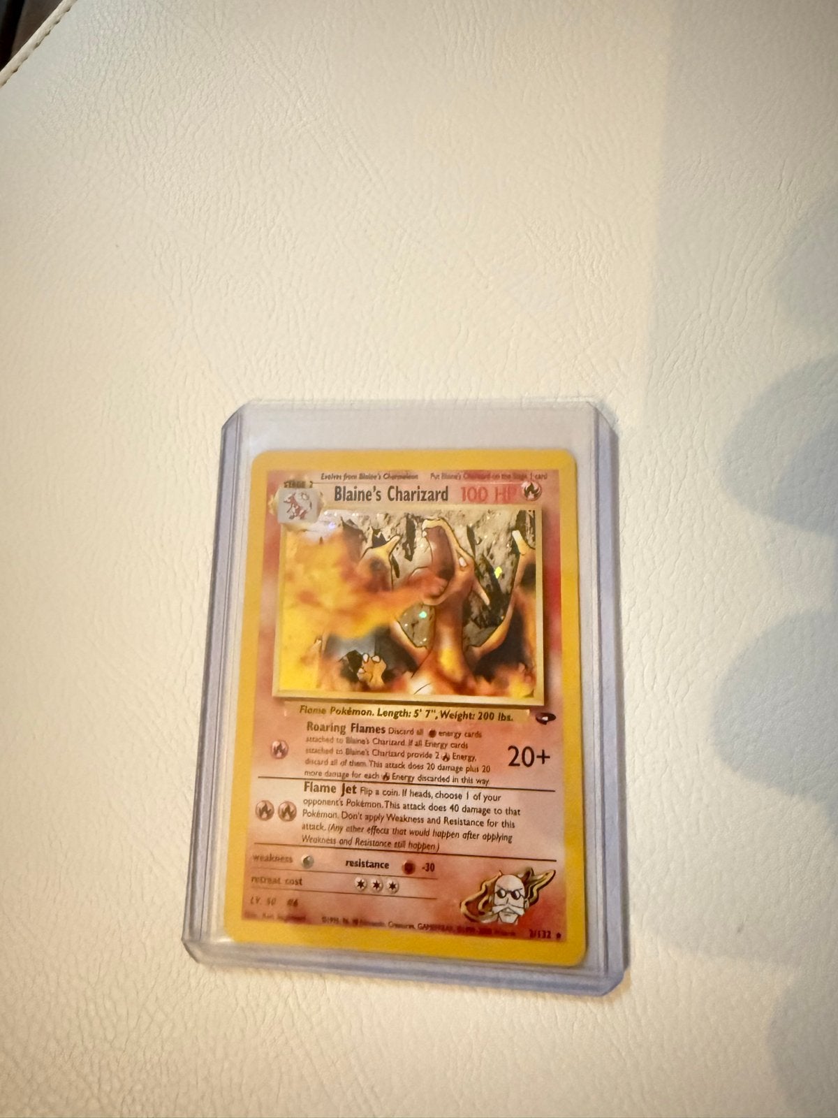 Blaine's Charizard Holo - Gym Challenge Pokémon Kaart, Ophalen of Verzenden, Zo goed als nieuw, Losse kaart, Foil