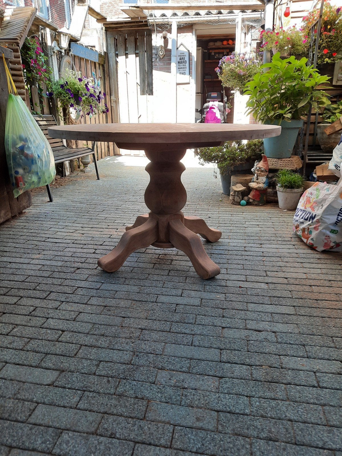 Eiken ronde tafel 4cm dik hoogte 72cm doorsnede 125 cm, Huis en Inrichting, Ophalen, Landelijke, 100 tot 150 cm, 100 tot 150 cm