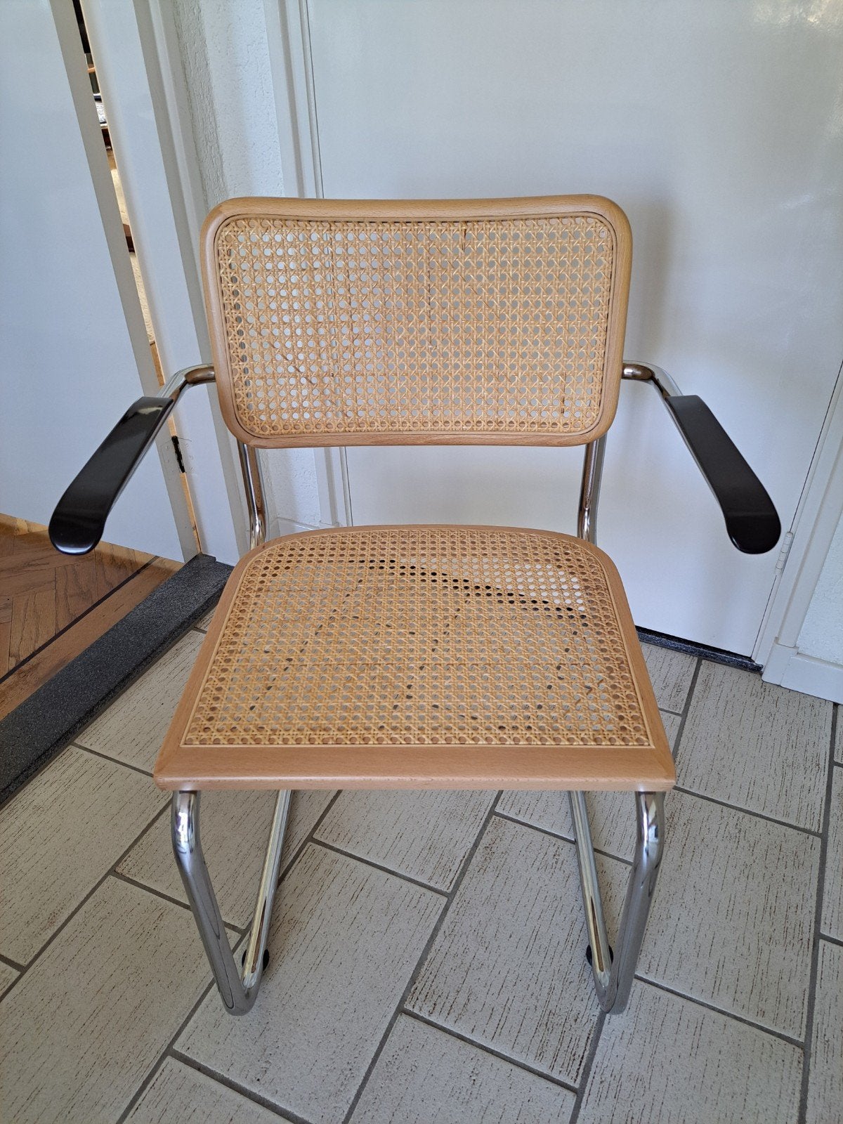 stoel met pitriet zitting en rug. zgn Webbing char. ZGAN, Ophalen, Zo goed als nieuw, Eén