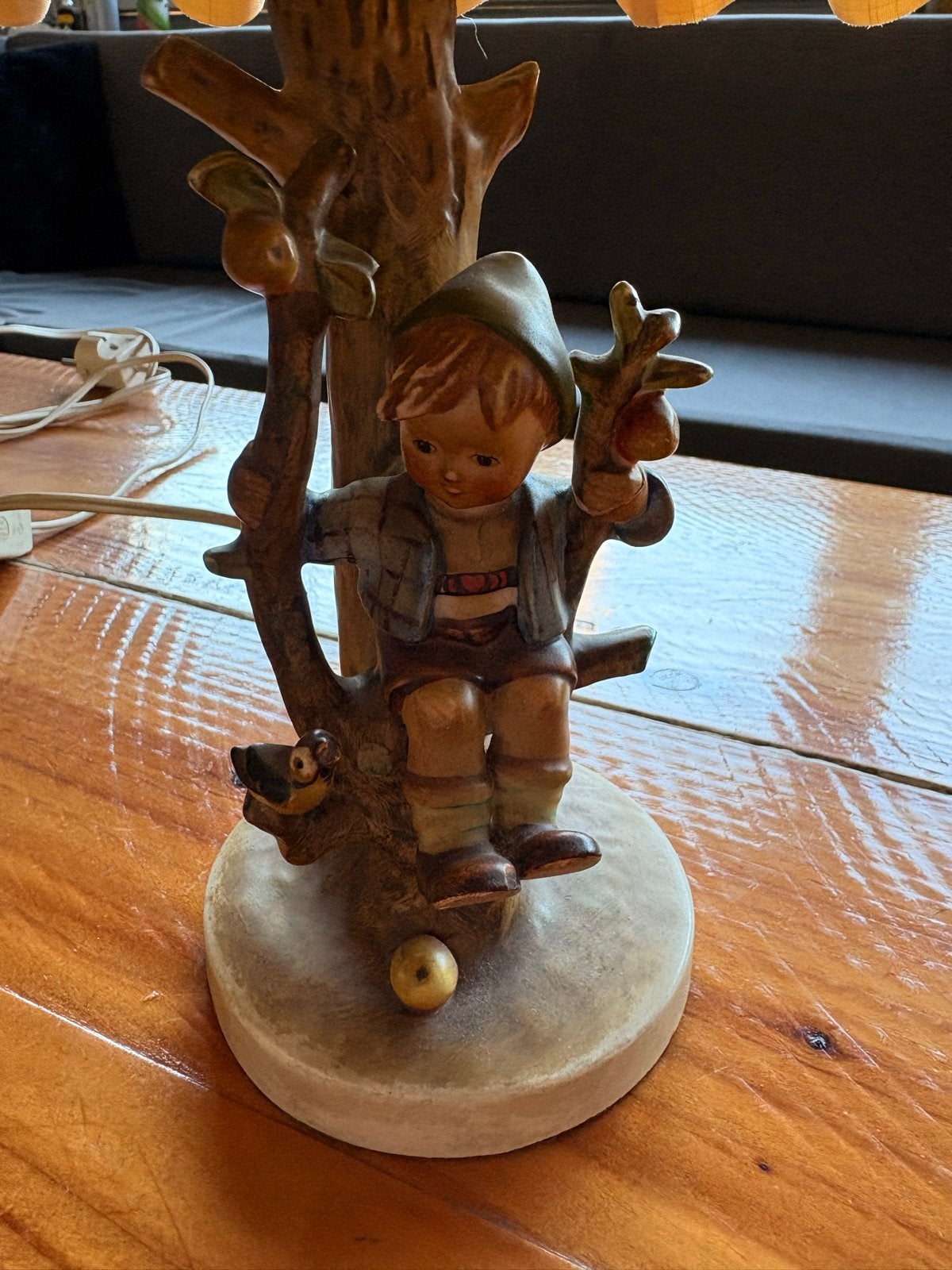 Vintage Hummel Tafel Lampje met Jongen en Vogel, Ophalen of Verzenden