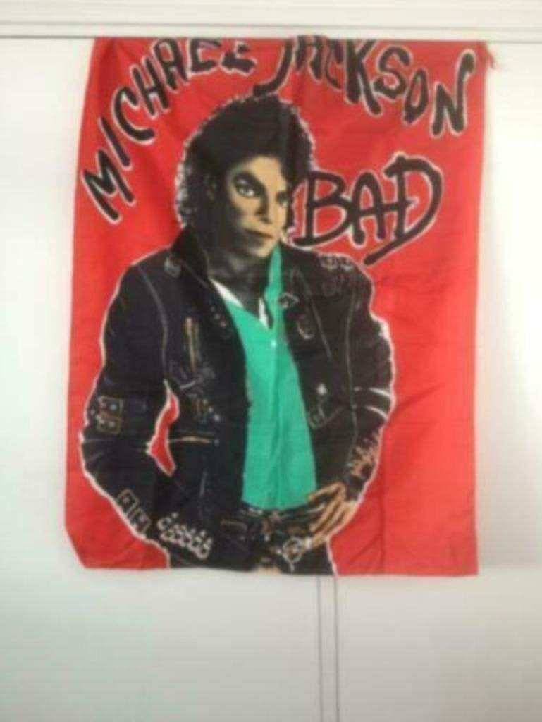 Vintage Michael Jackson Bad wandkleed/vlag, 70 cm, Rood, Vintage, Nieuw