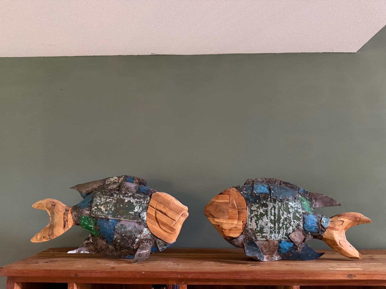 Set van 2 grote handgemaakte decoratieve vissen, Ophalen, Zo goed als nieuw