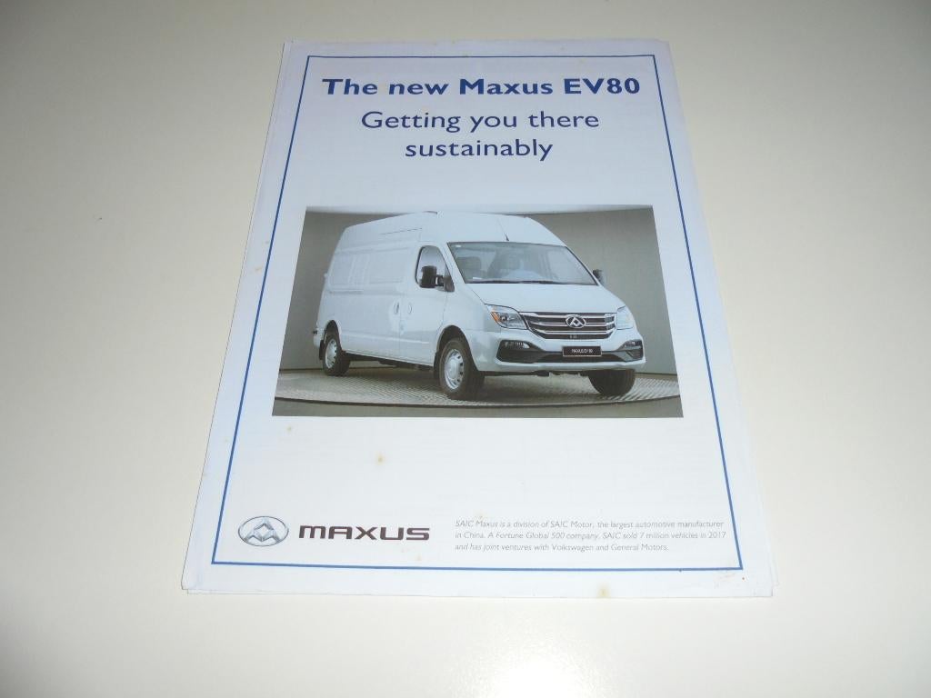 leaflet Maxus EV80 bestelwagen  2018, Ophalen of Verzenden, Gelezen, Overige merken