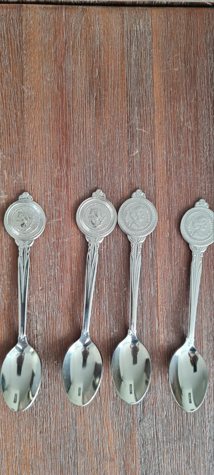 Set van 4 decoratieve lepels met muntdesign, Ophalen of Verzenden