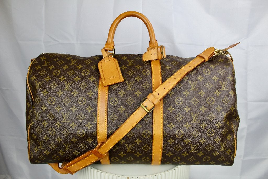 Louis Vuitton Keepall 55 Bandouliere - 1284, 40 tot 60 cm, 30 cm of meer, Gebruikt, Bruin