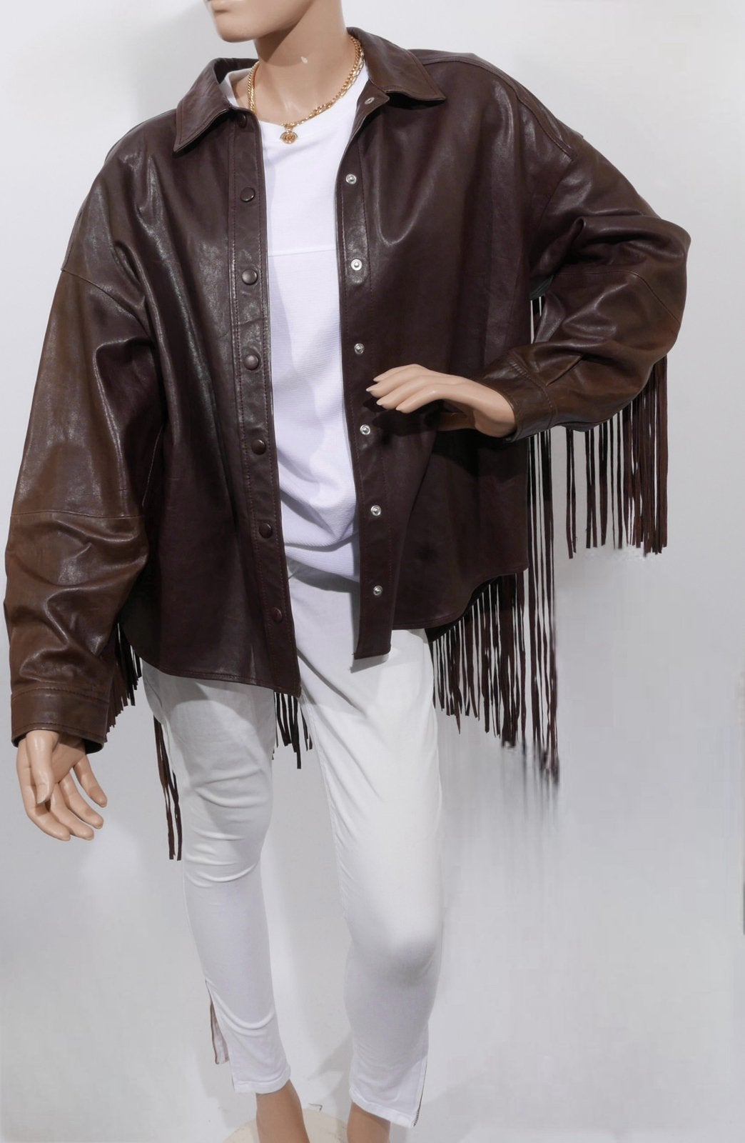 ZARA 100% leren oversized blouse jasje maat S ZGAN, Ophalen of Verzenden, Zo goed als nieuw, Maat 38/40 (M), Bruin