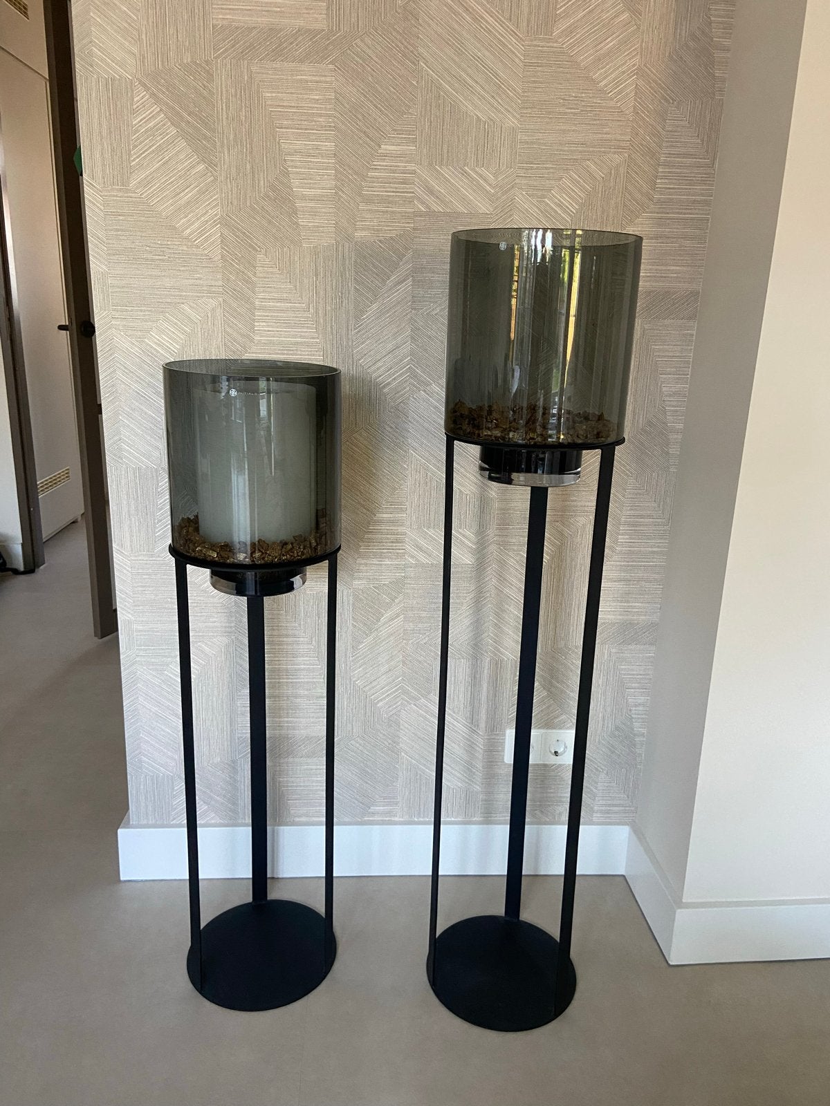 Set van 2 Haans Initials Windlichten - Zo goed als nieuw, Ophalen, Windlicht, Overige merken, Zwart