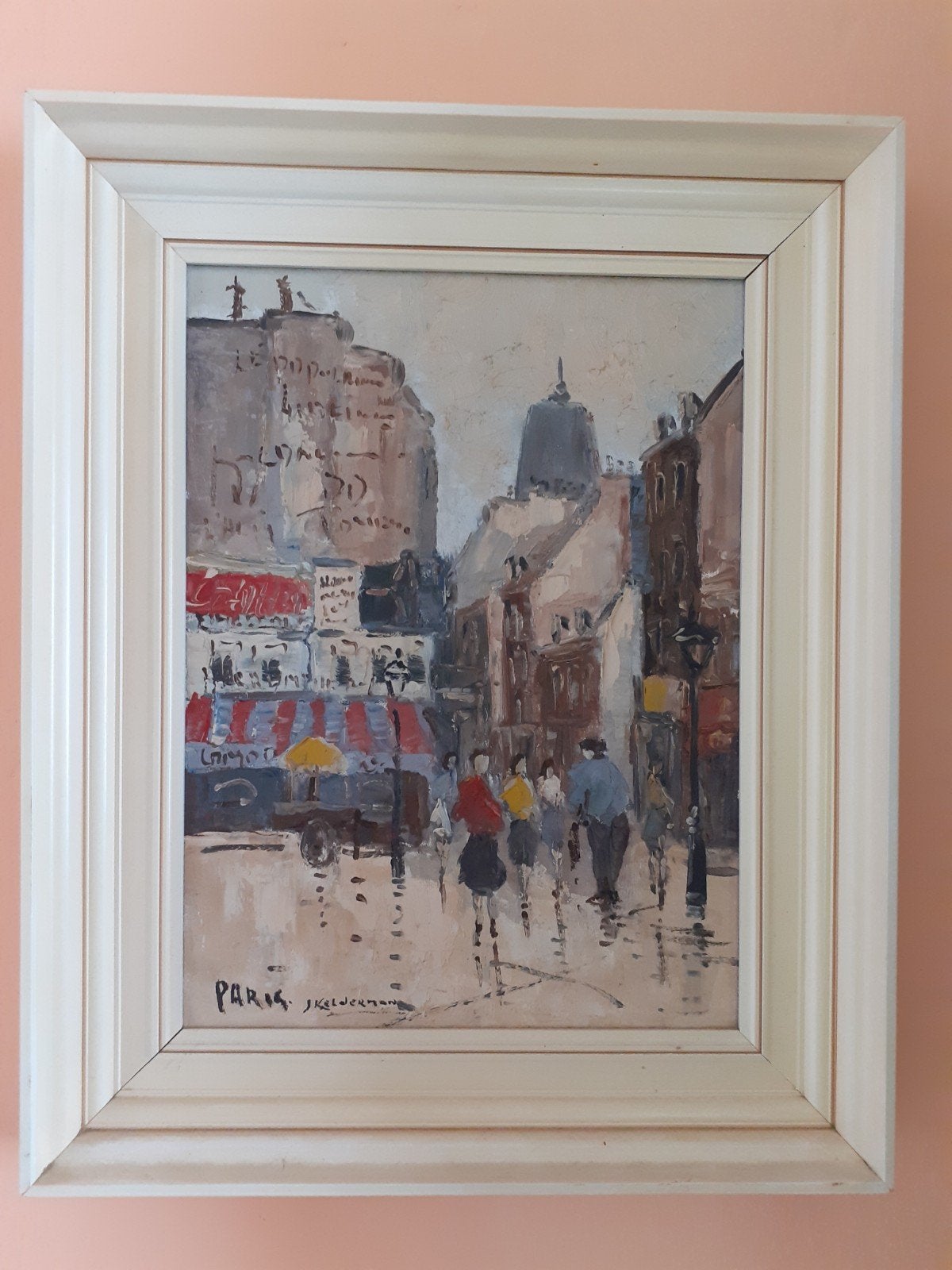 Jan Kelderman straatscene Parijs., Ophalen of Verzenden