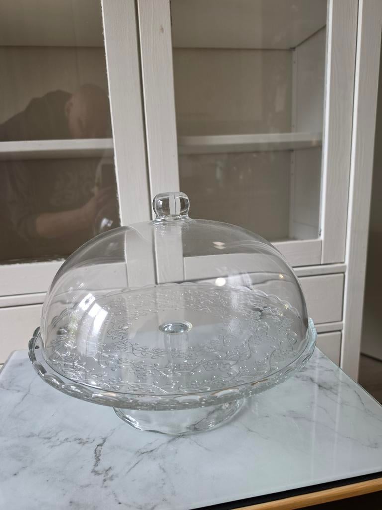 Glazen Taartplateau met Serveerstolp - 29 cm, Ophalen of Verzenden, Zo goed als nieuw
