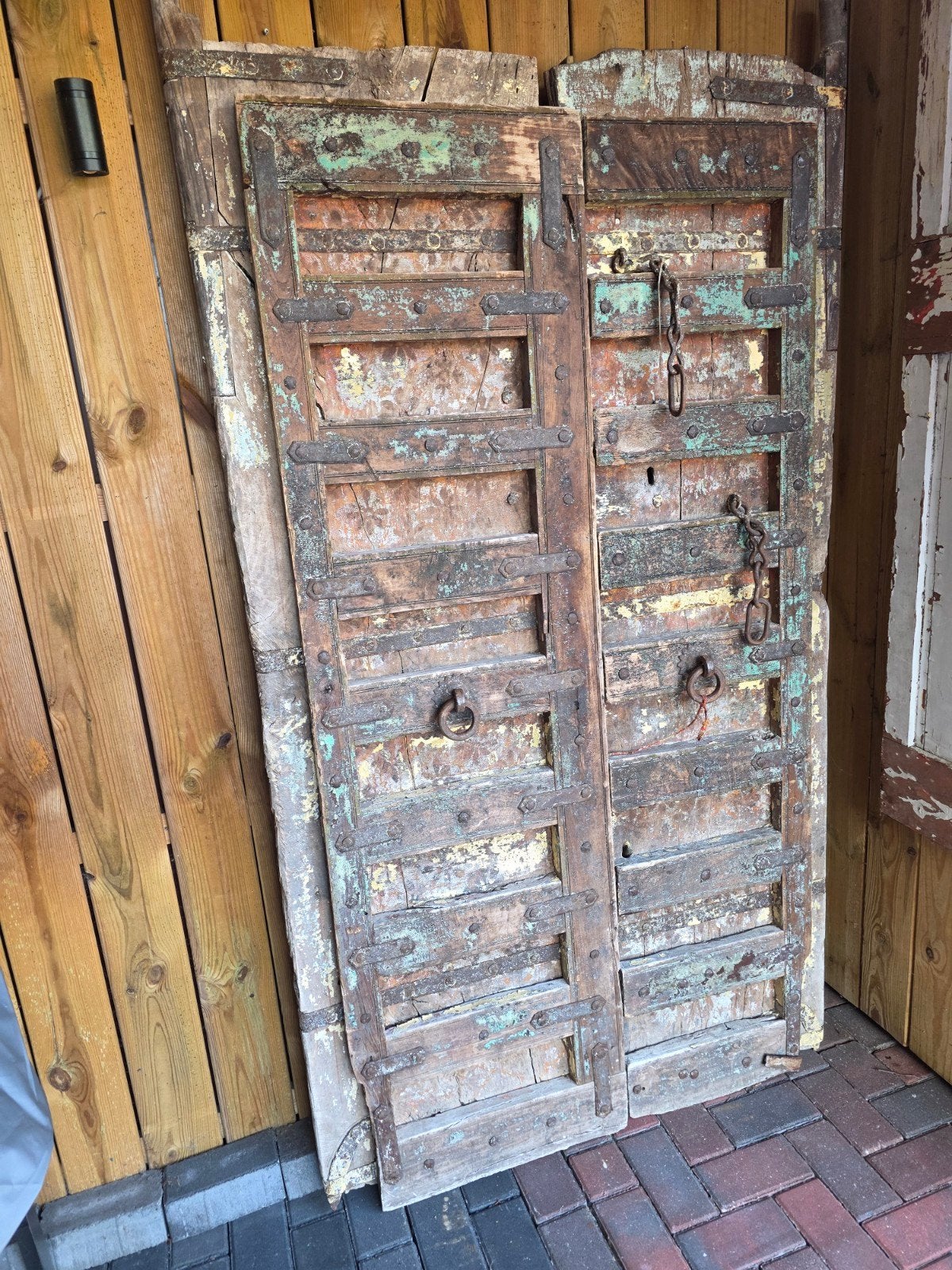 Antieke hardhouten tuindeuren / poort, Tuin en Terras, Tuinpoorten, Ophalen, 150 tot 200 cm, Hout, 200 cm of meer