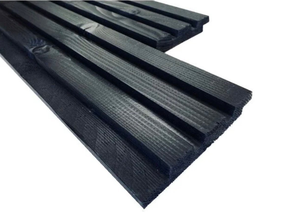 Douglas hout plank triple rhombus zwart 25x140 3/4 meter., Tuin en Terras, Ophalen, Zo goed als nieuw, Draaipoort, 150 tot 200 cm