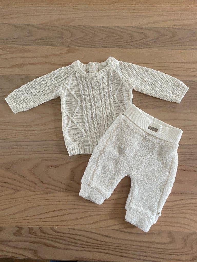 Feetje Witte Gebreide Trui en Teddy Broekje Set Maat 50, Jongetje of Meisje, Ophalen of Verzenden, Zo goed als nieuw, Feetje