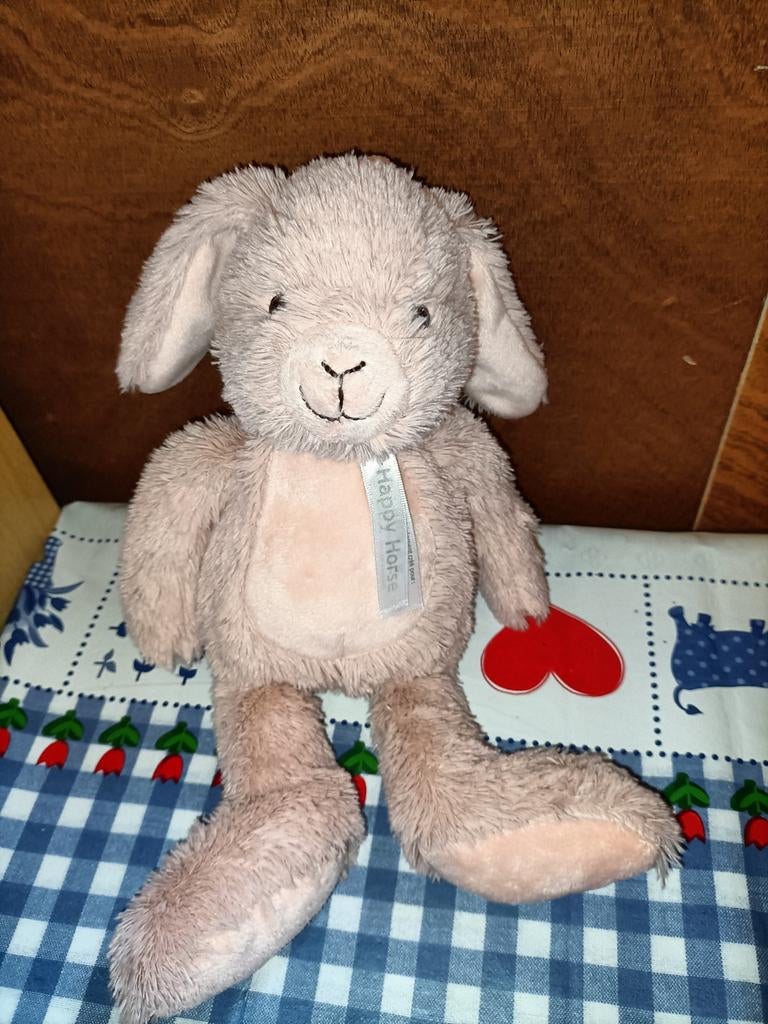 Happy Horse roze konijn knuffel met liedje Over the Rainbow", Ophalen of Verzenden, Zo goed als nieuw, Konijn