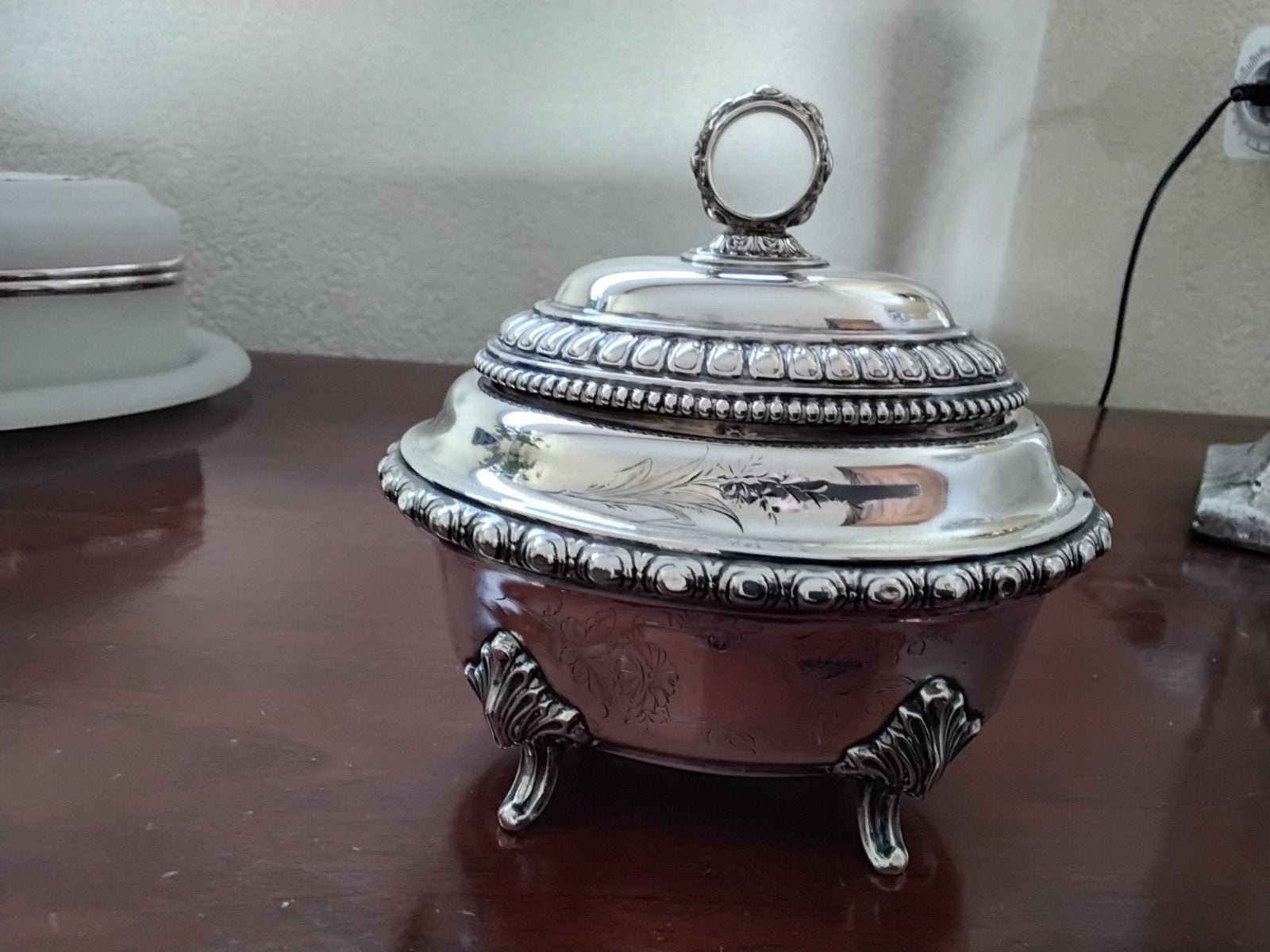 zeer mooie antieke theebus (Duits)., Antiek en Kunst, Ophalen of Verzenden, Zilver