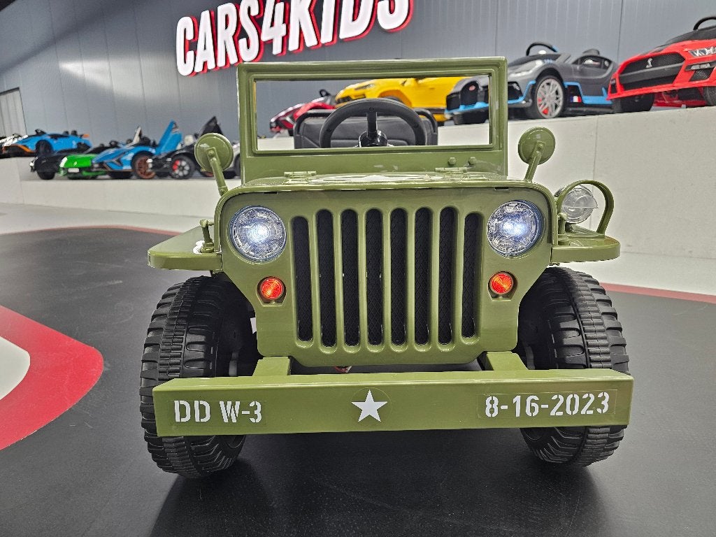 Willy Jeep - 12 volt - 4 motors - soft start - leren zit -RC, Ophalen of Verzenden, Nieuw, Afstandsbediening