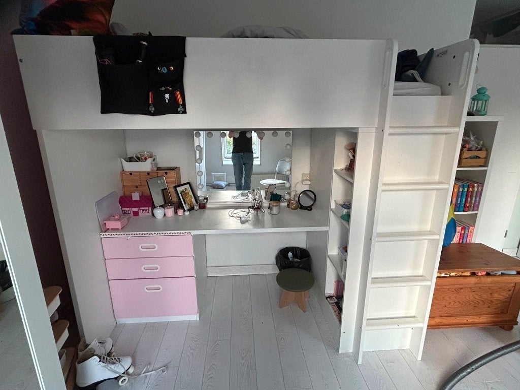 Hoogslaper met bureau en kast, Huis en Inrichting, Ophalen, Gebruikt, Eenpersoons, 200 cm