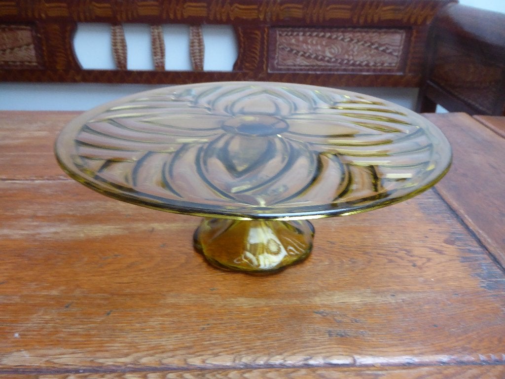 Art deco persglazen taartschaal op voet, Luxval, Antiek en Kunst, Ophalen of Verzenden