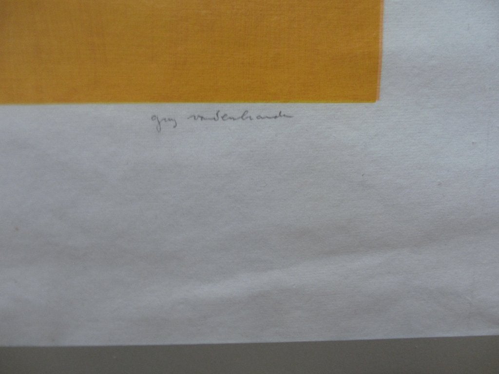 Zeefdruk Guy Vanderbranden potlood gesigneerd, Gesigneerd, Ophalen of Verzenden, Abstract, Zeefdruk