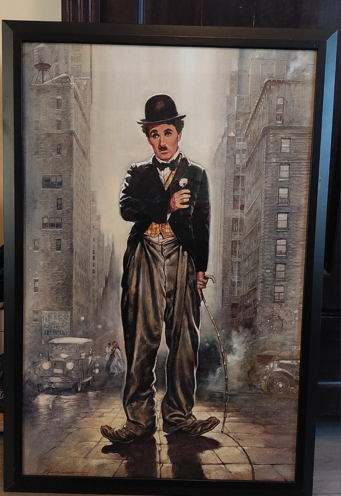 Charlie Chaplin, vintage schilderij, wanddecoratie., Ophalen of Verzenden